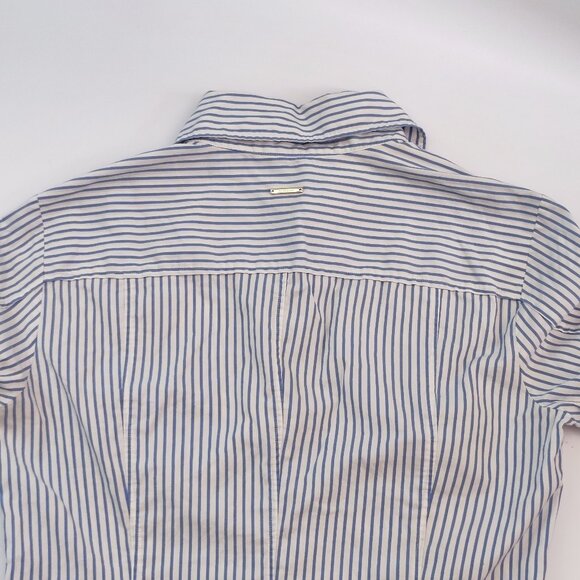 Hugo Boss blouse women's size 8 white with blue stripes business casual - Picture 4 of 14
